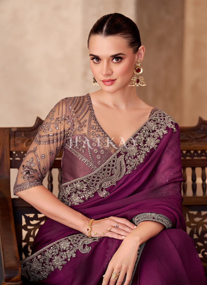 Buy Beautiful Magenta Saree In UK