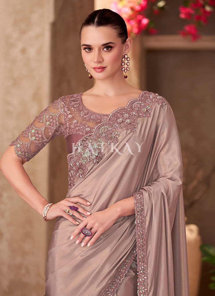Buy Elegant Rose Pink Wedding Saree In Germany