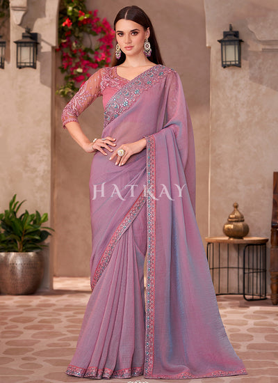 Purple Shaded Wedding Saree