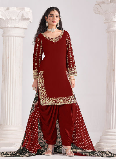 Buy Red Punjabi Suit Onlne