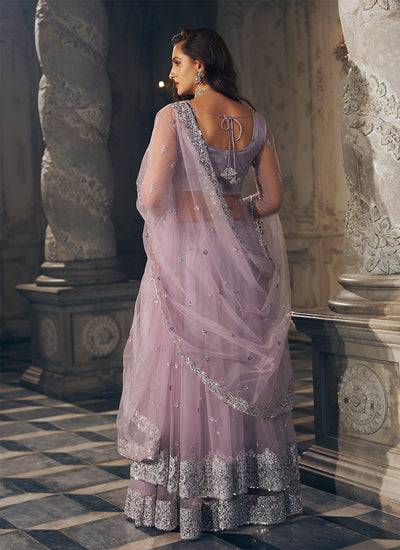 Buy Blush Lilac Anarkali Lehenga Set In Germany