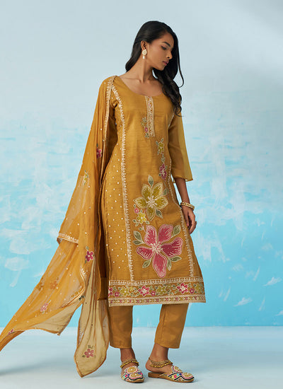 Shop Golden Yellow Pakistani Suit Online