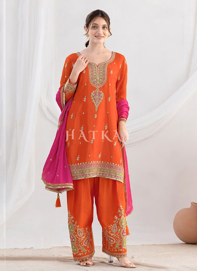 Buy Orange Salwar Suit Online