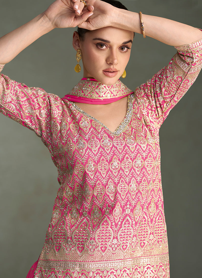 Shop Magenta Sharara Suit In Canada