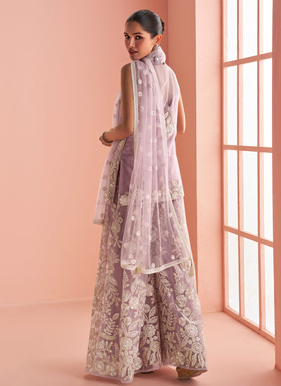 Buy Mauve Purple Party Wear Sharara Suit In UK
