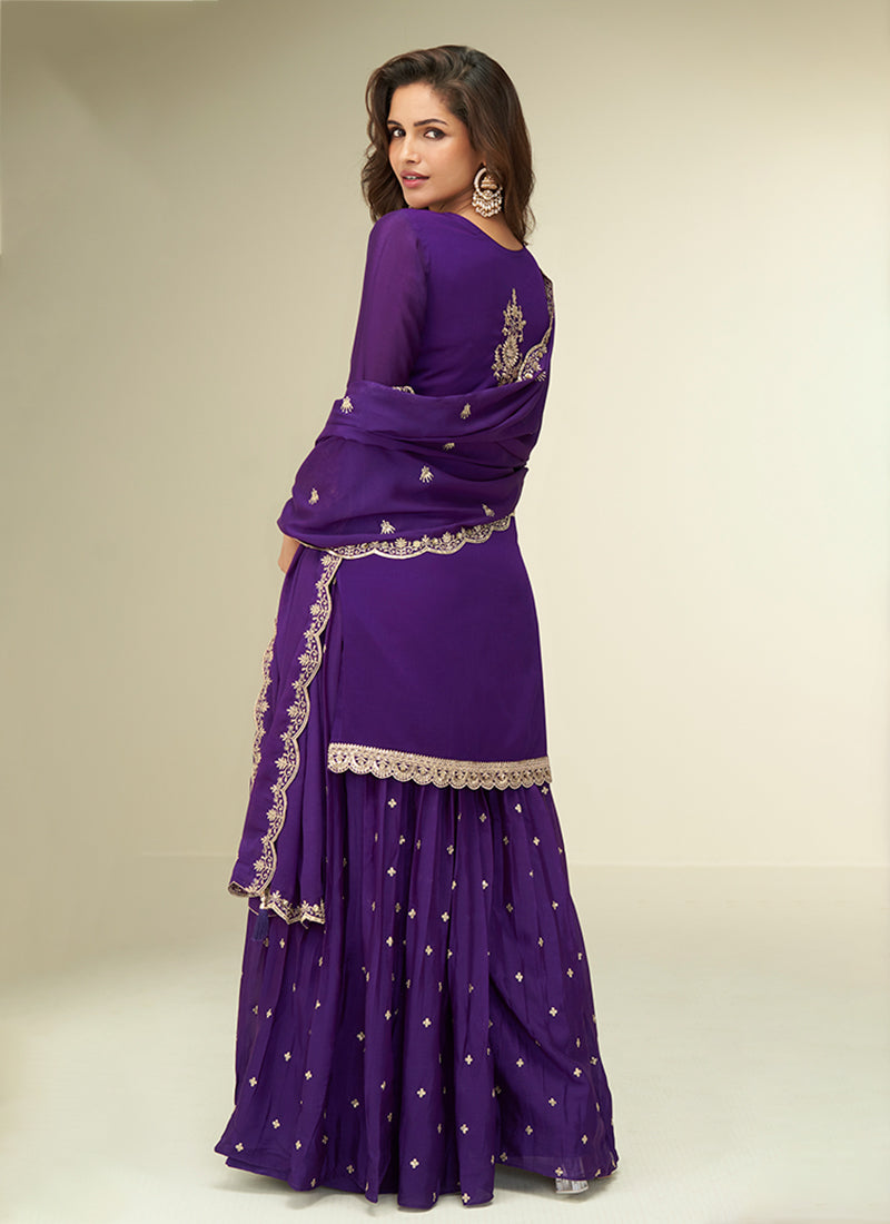 Buy Deep Purple Sharara Suit Online