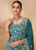 Buy Turquoise Blue Sharara Suit In USA