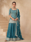 Shop Turquoise Blue Sharara Suit