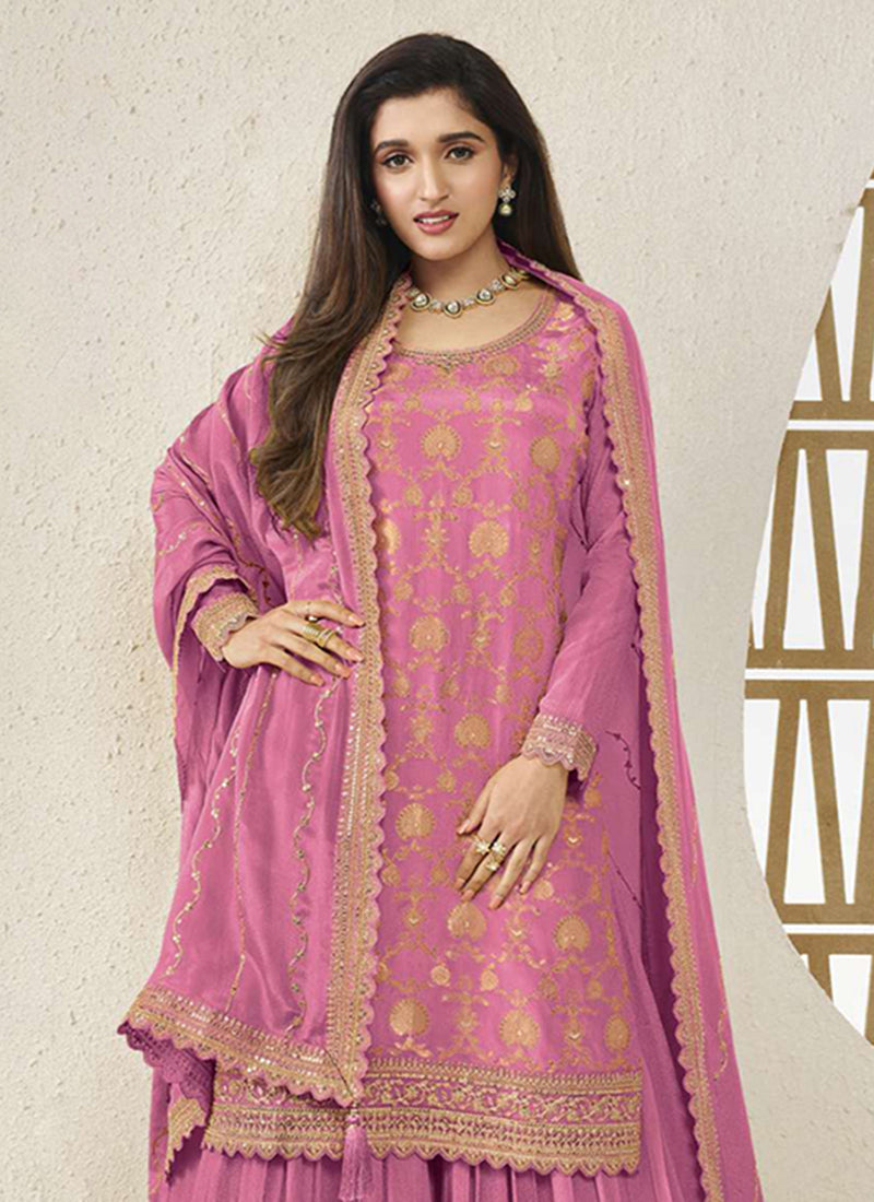 Buy Pink Pink Sharara Suit In USA