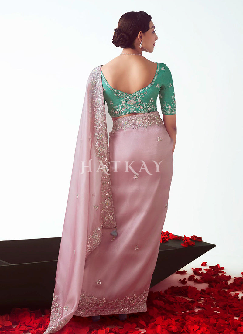 Buy Pink And Teal Saree In Australia