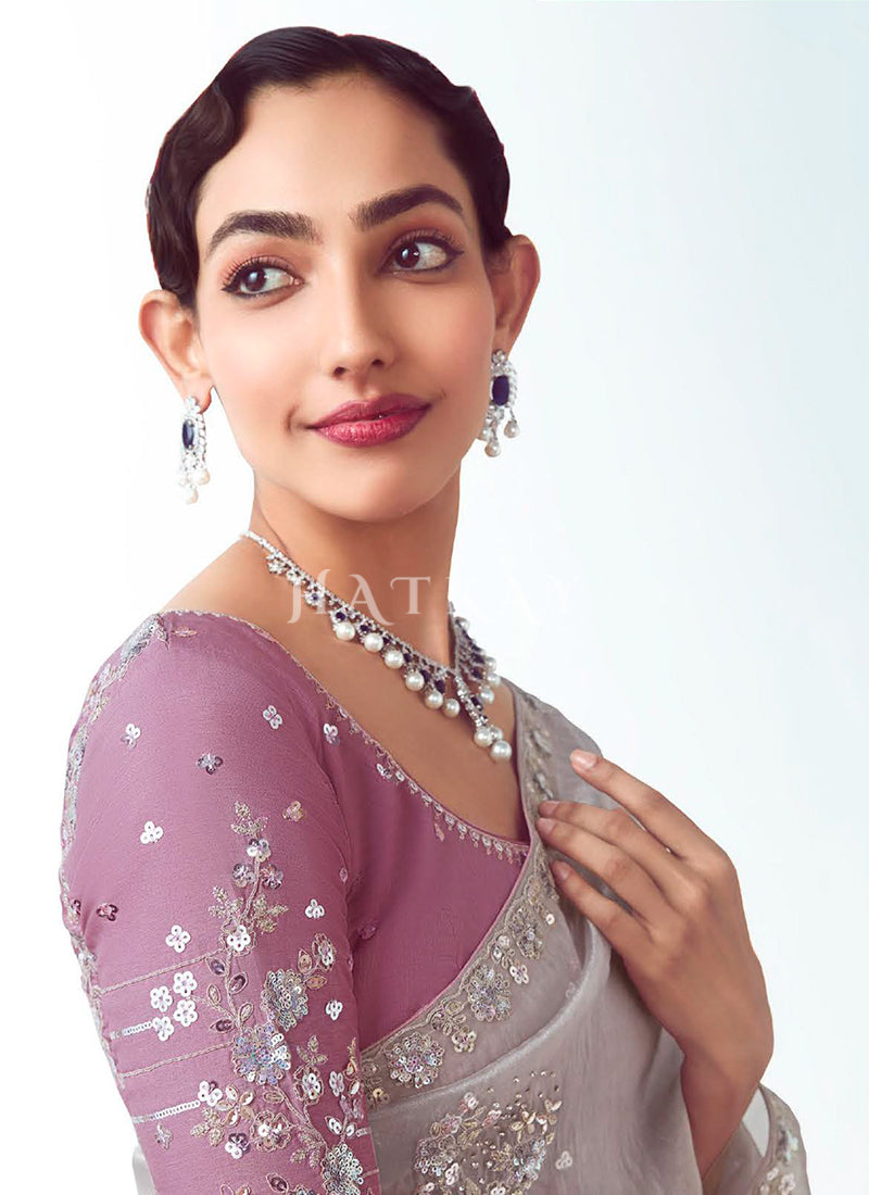 Buy Lavendar Saree At Hatkay In Canada