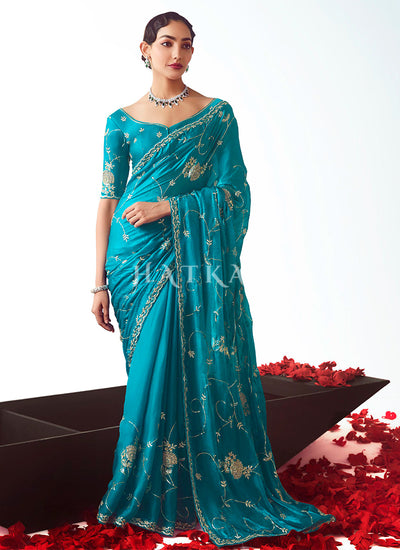 Turquoise Saree