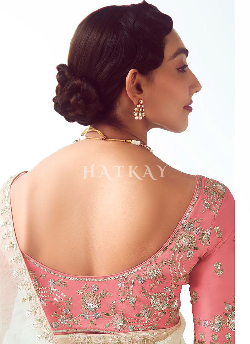 Buy The Best Off White And Corel Saree Online In USA