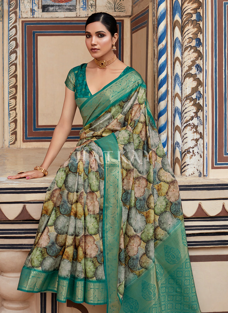 Dark Green Silk Saree