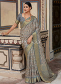 Grey Digital Printed Silk Saree