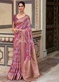 Deep Pink Digital Printed Silk Saree