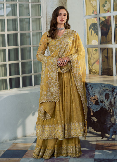 Sunehri – Golden Yellow Anarkali Lehenga Set