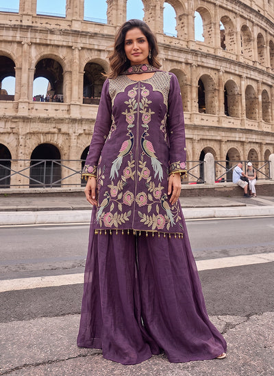Shop Purple Gharara Suit In UK