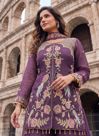 Buy Purple Gharara Suit Online At hatkay