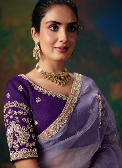 Buy Lavender Party Wear Saree In Germany