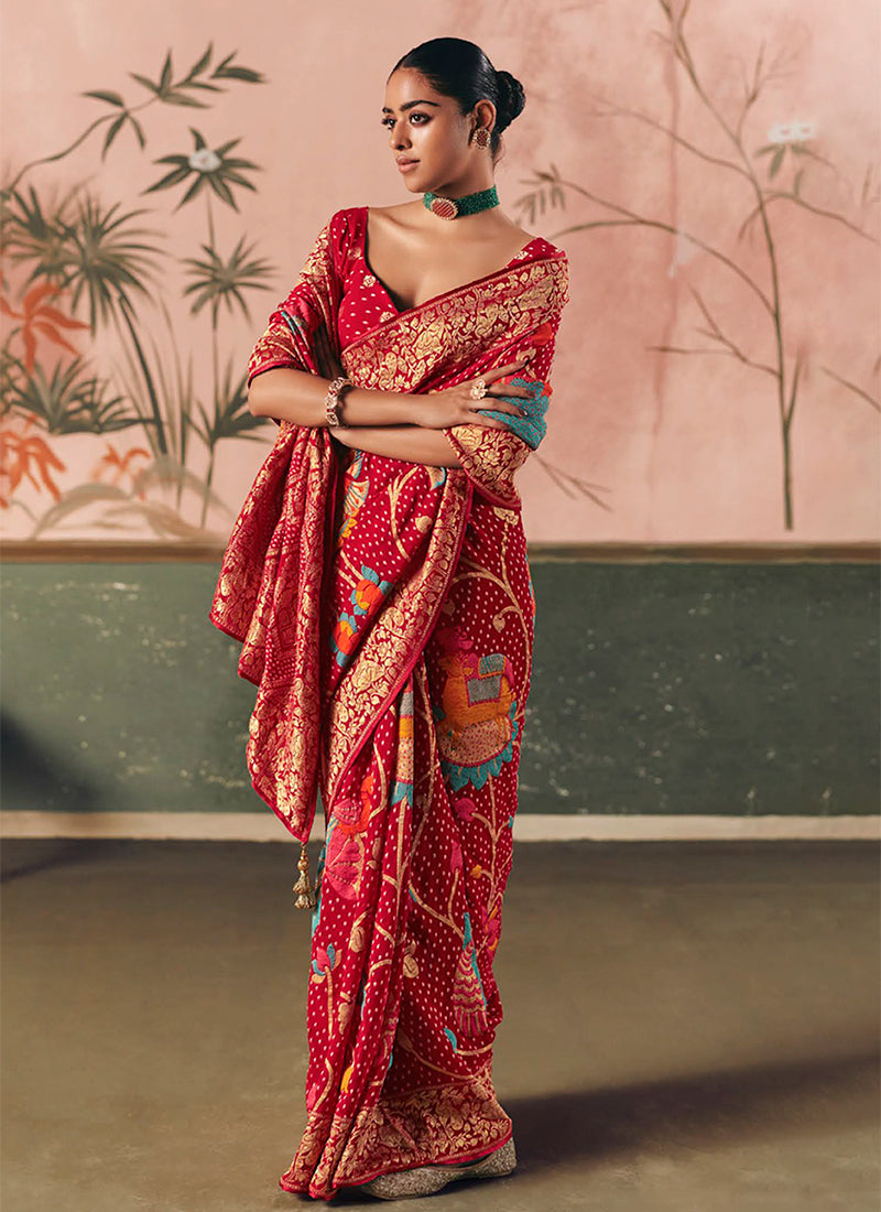 Shop Red Khaddi Saree Online