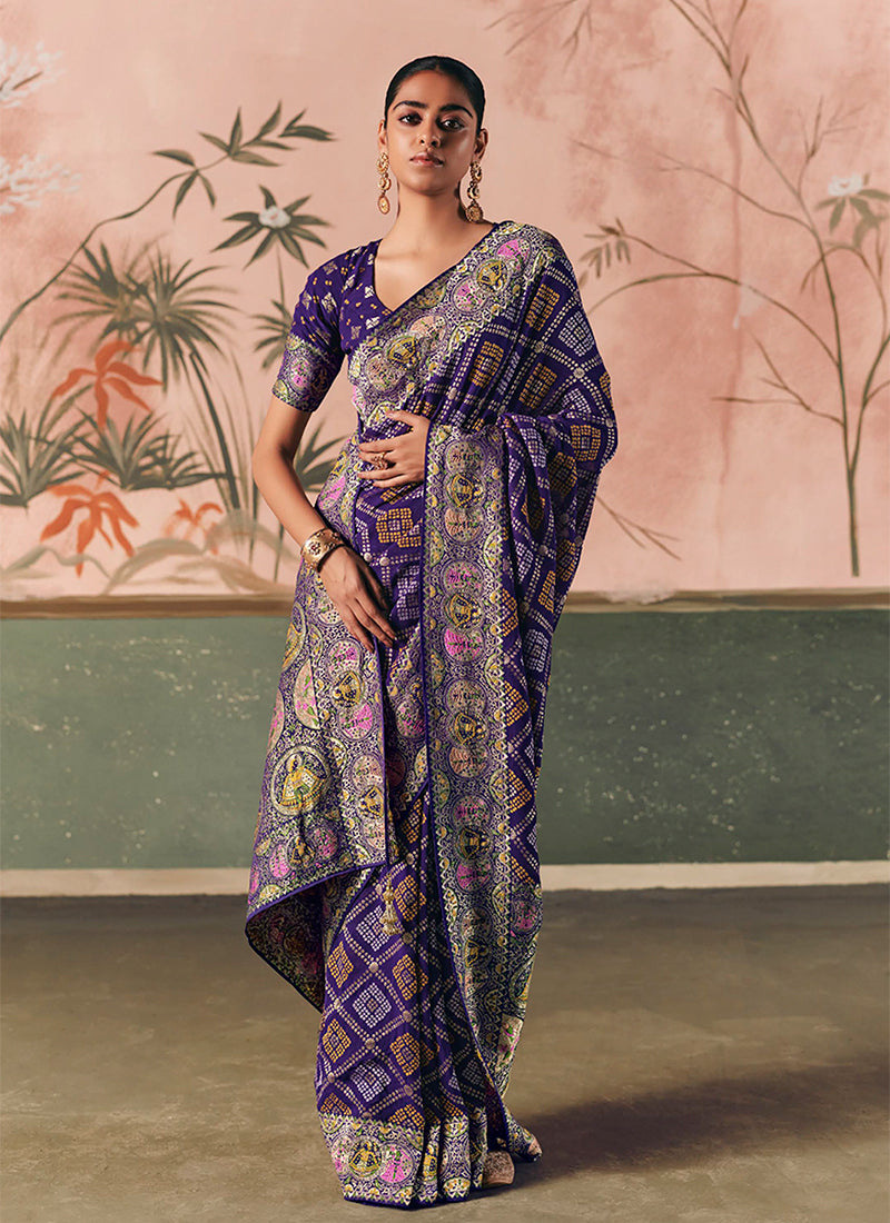 Buy Purple Traditional Saree In UAE