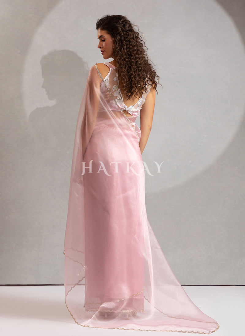 Shop Elegant Light Pink Silk Saree