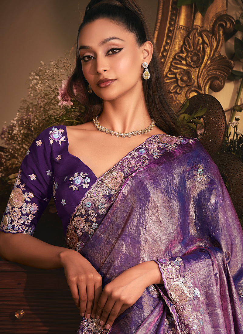 Shop Violet Sari At Hatkay