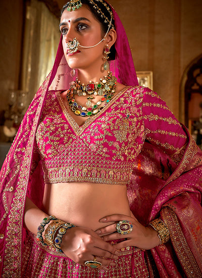 Buy Pink Bridal Lengha Choli In Canada