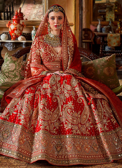 Buy Red Bridal Wear Lehenga Online