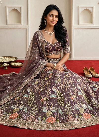 Buy Mauve Lehenga Choli Online At Hatkay