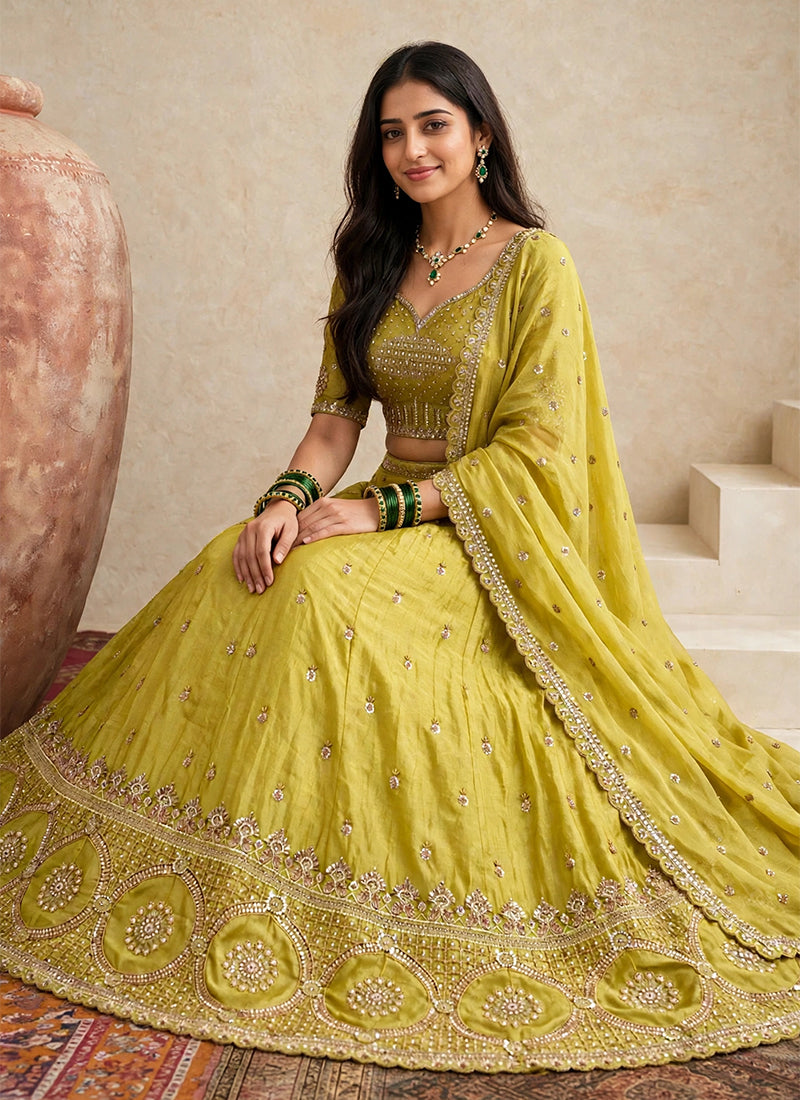 Buy Lime Green Lehenga Choli At best Price