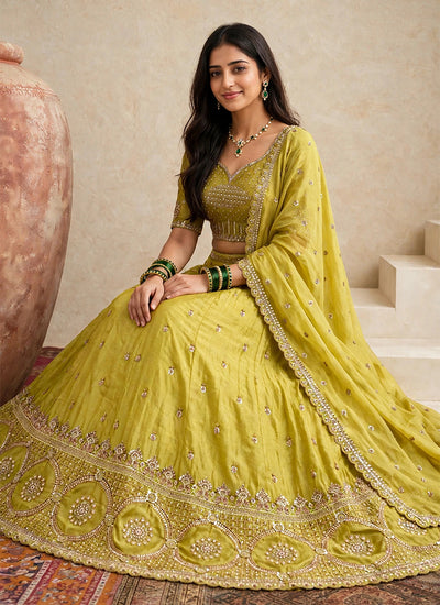 Buy Lime Green Lehenga Choli At best Price