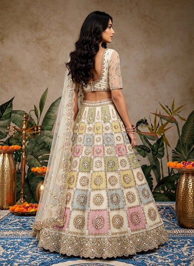 Buy Ivory Multicolour Embroidered Lehenga Choli In USA