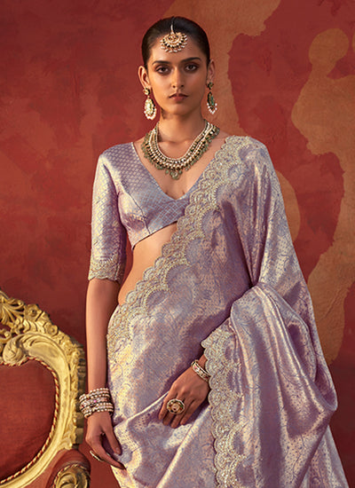 Buy Lavender Wedding Sari In USA