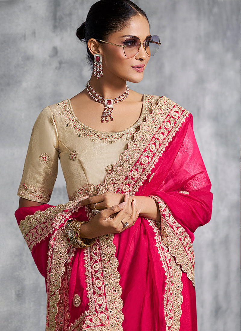 Shop Magenta And Beige Wedding Saree In Germany