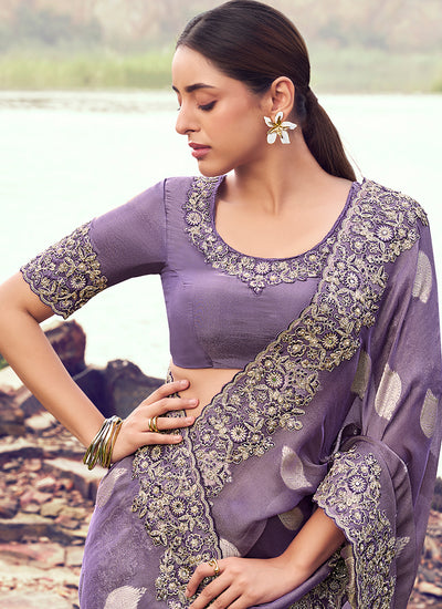 Shop Purple Wedding Saree Online