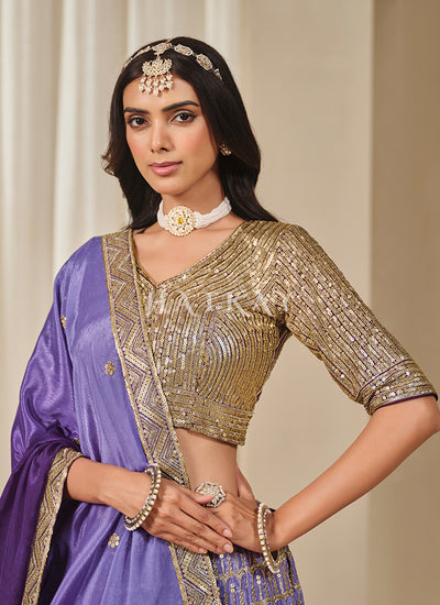 Buy Traditional Purple Wedding Lehenga Choli In UK