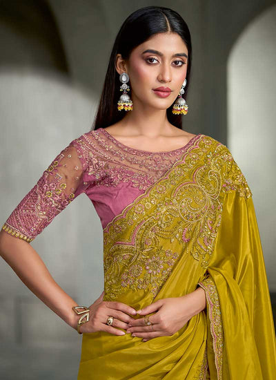 Shop Yellow Wedding Saree In UK