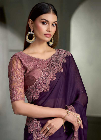 Buy Purple Sangeet Saree In Canada