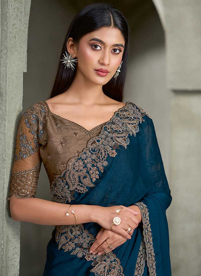 Buy Royal Blue Saree For Festival