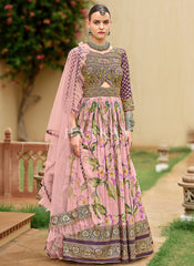 Pink Handwork Embroidery Anarkali Suit
