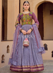 Lavender Handwork Embroidery Anarkali Suit
