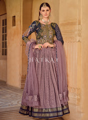 Mauve Purple Handwork Embroidery Anarkali Suit