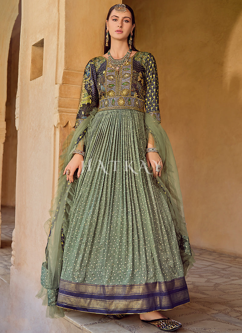 Mint Green Handwork Embroidery Anarkali Suit
