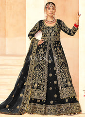 Black Embroidery Slit Style Anarkali Lehenga