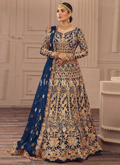 Royal Blue Traditional Embroidery Wedding Anarkali Suit