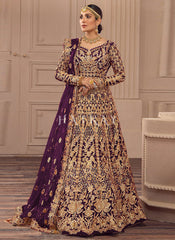 Purple Traditional Embroidery Wedding Anarkali Suit