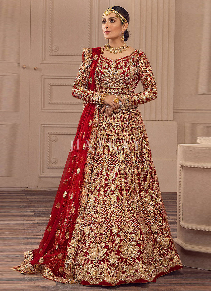 Red Traditional Embroidery Wedding Anarkali Suit