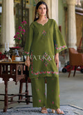 Green Thread Embroidery Silk Co-Ord Set